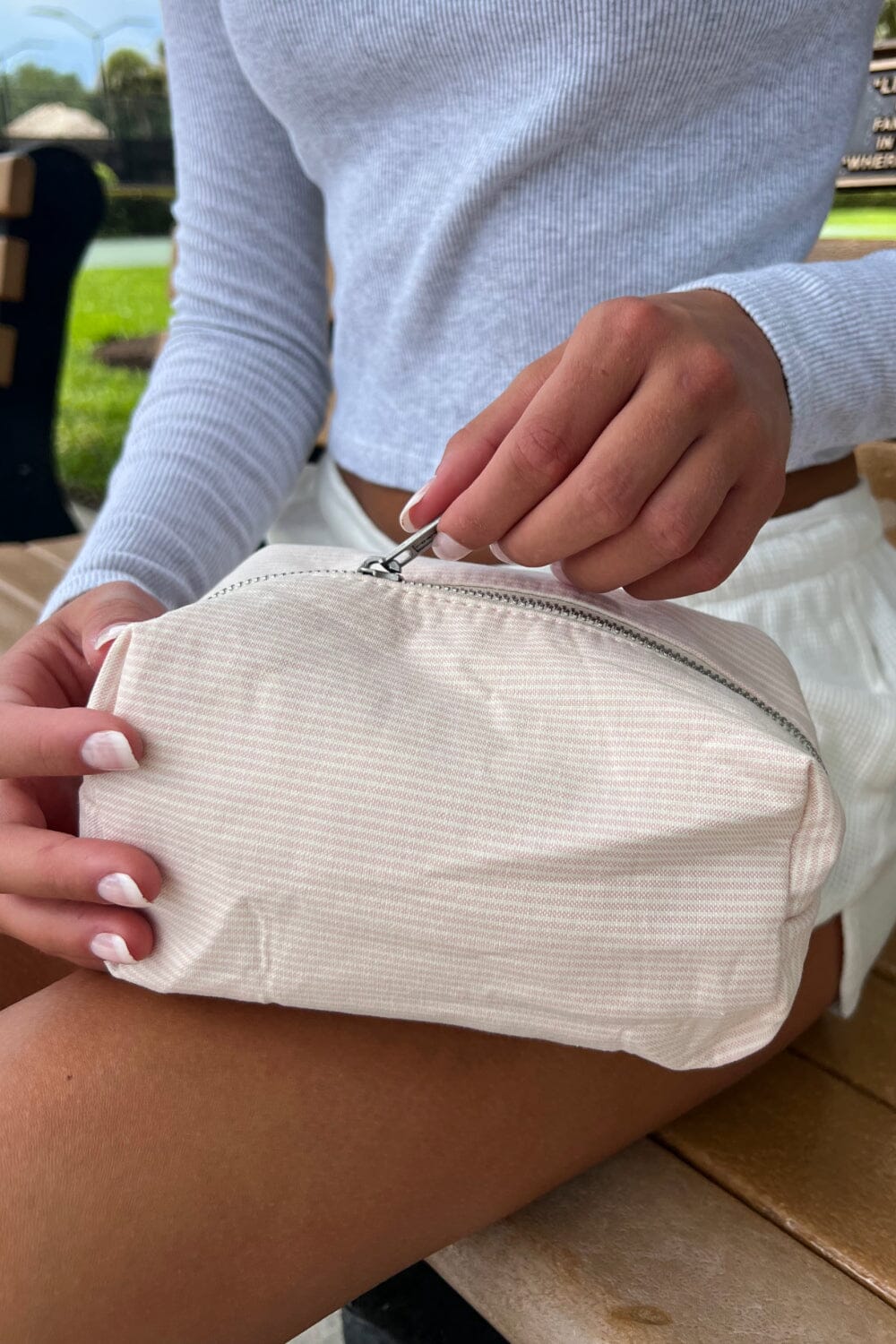 Striped Makeup Bag
